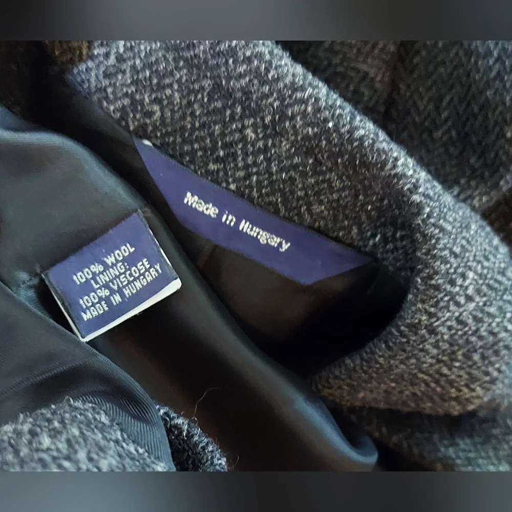 J CREW MEN'S BLACK-GRAY HERRINGBONE WOOL 3-BUTTON TWEED SPORTS JACKET SIZE 40R - Picture 4 of 9